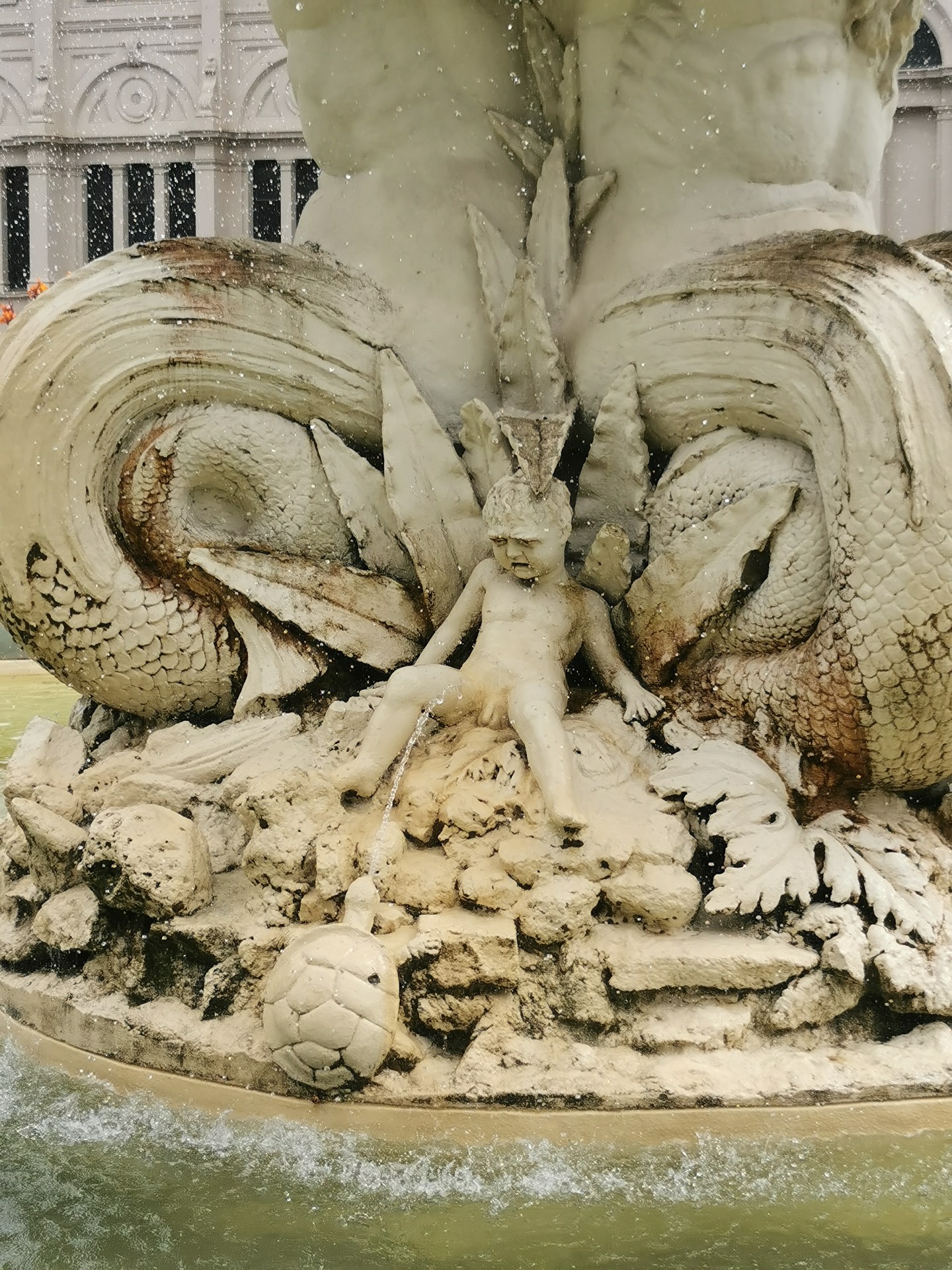 Die Schildkröte ist die die das Wasser speit! 